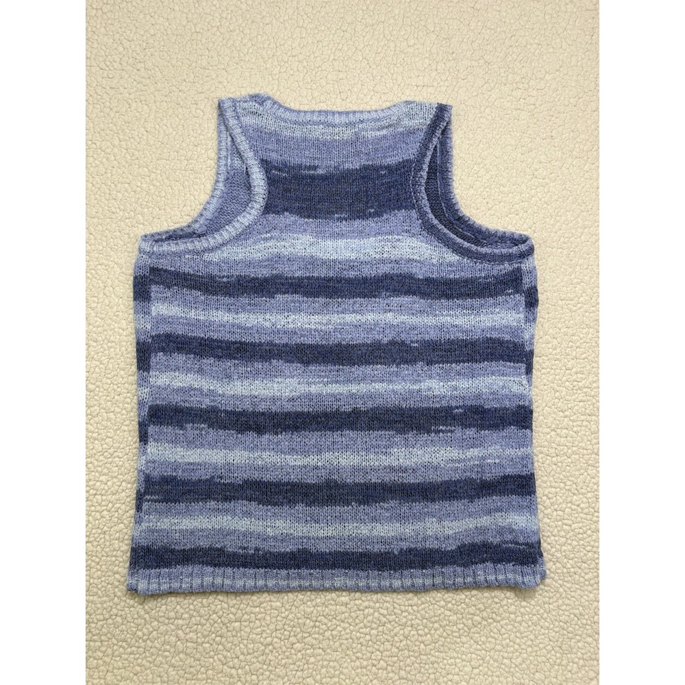 NWT ZARA Knit Tank Top Crochet Blue Striped Sleeveless Size S Sweater Vest - Picture 6 of 8
